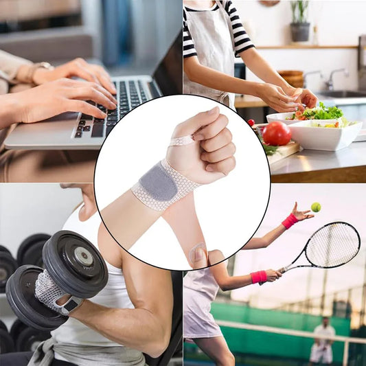 Fixed spandex sport wrist guard with fastener tape and adjustable support - product image