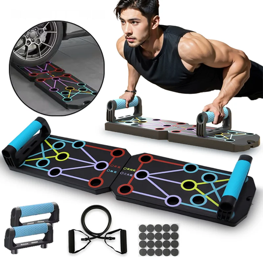 Foldable push-up board with color-coded positions and padded non-slip handles - product image