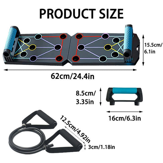 Foldable push-up board with color-coded positions and padded non-slip handles - product image