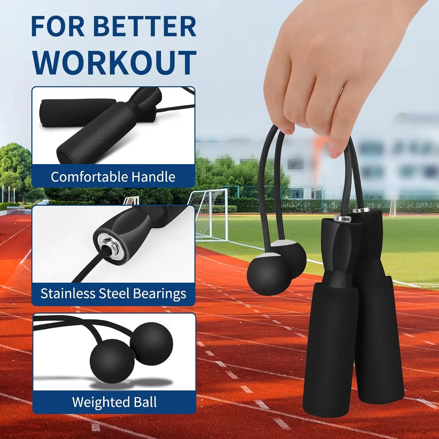 Heavy duty cordless skipping rope with weighted ball for indoor fitness training - product image
