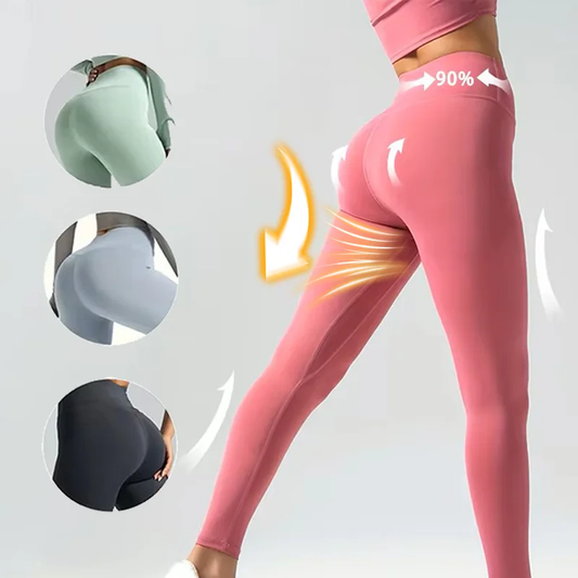 High waist fitness leggings with elastic waistband for running and yoga - product image