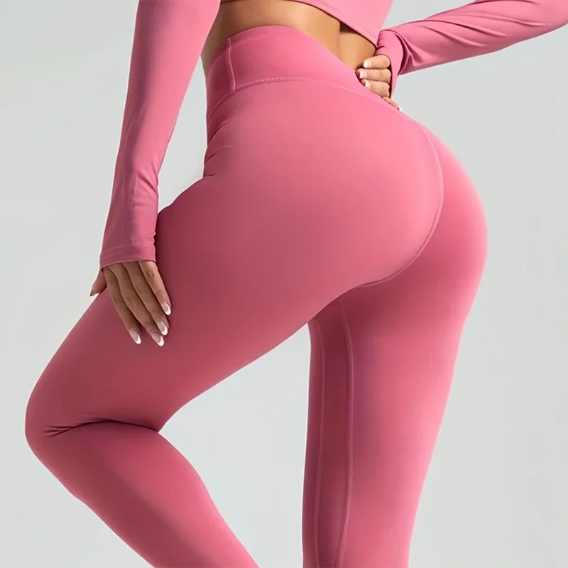 High waist fitness leggings with elastic waistband for running and yoga - product image