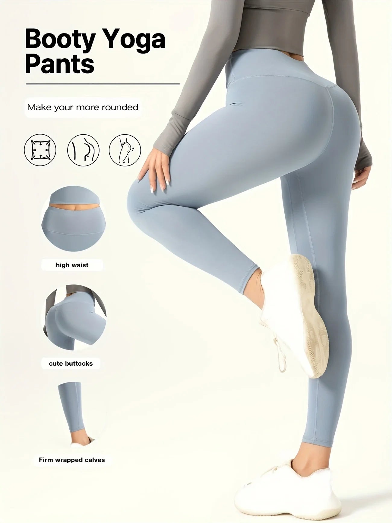 High waist fitness leggings with elastic waistband for running and yoga - product image