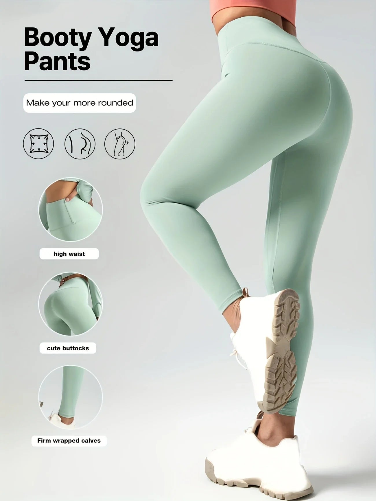 High waist fitness leggings with elastic waistband for running and yoga - product image