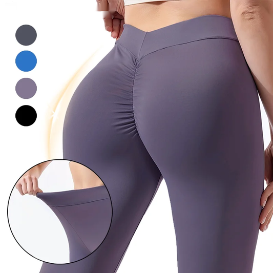 High waist yoga pants with v-fold waist and butt lifting design - product image