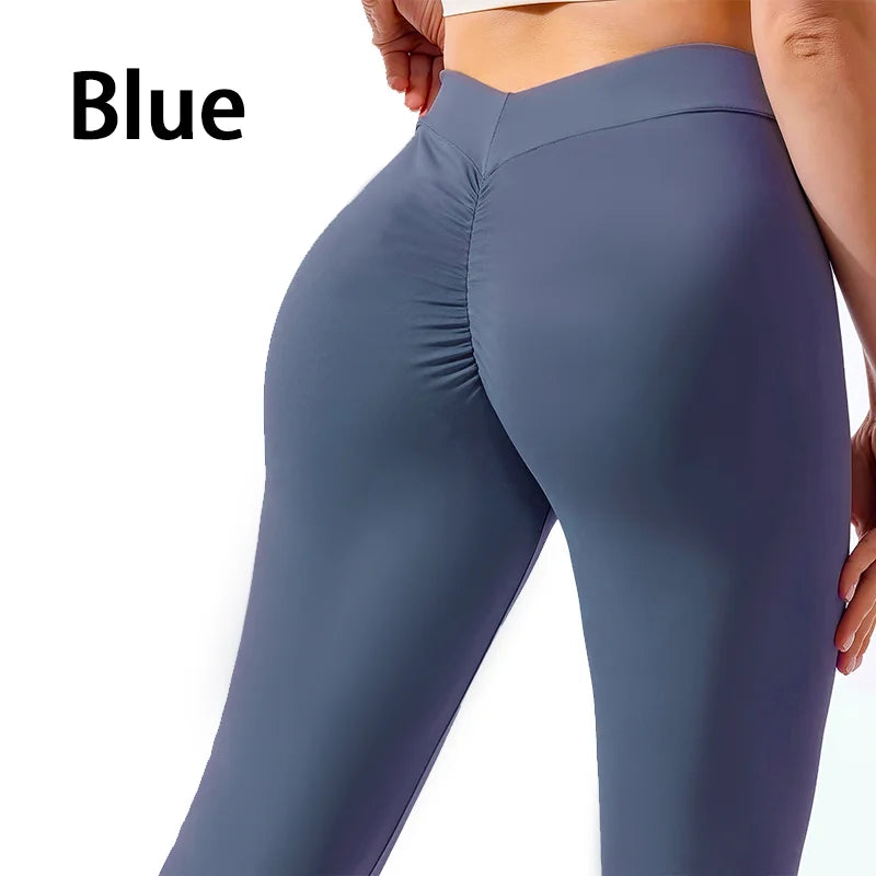 High waist yoga pants with v-fold waist and butt lifting design - product image