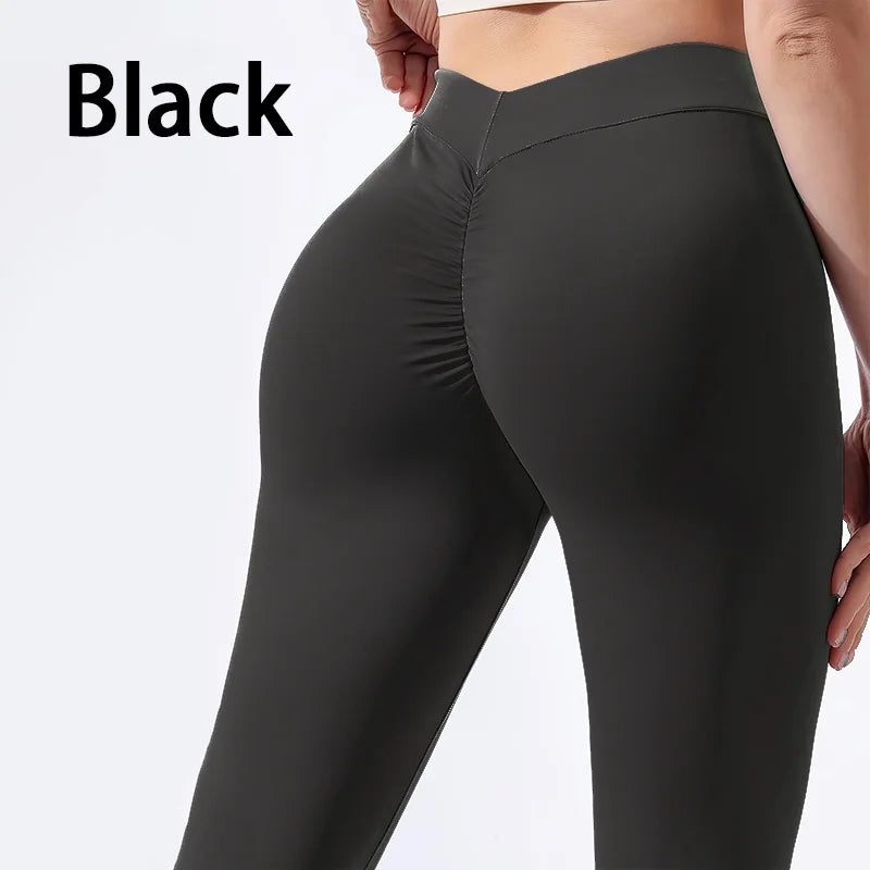 High waist yoga pants with v-fold waist and butt lifting design - product image