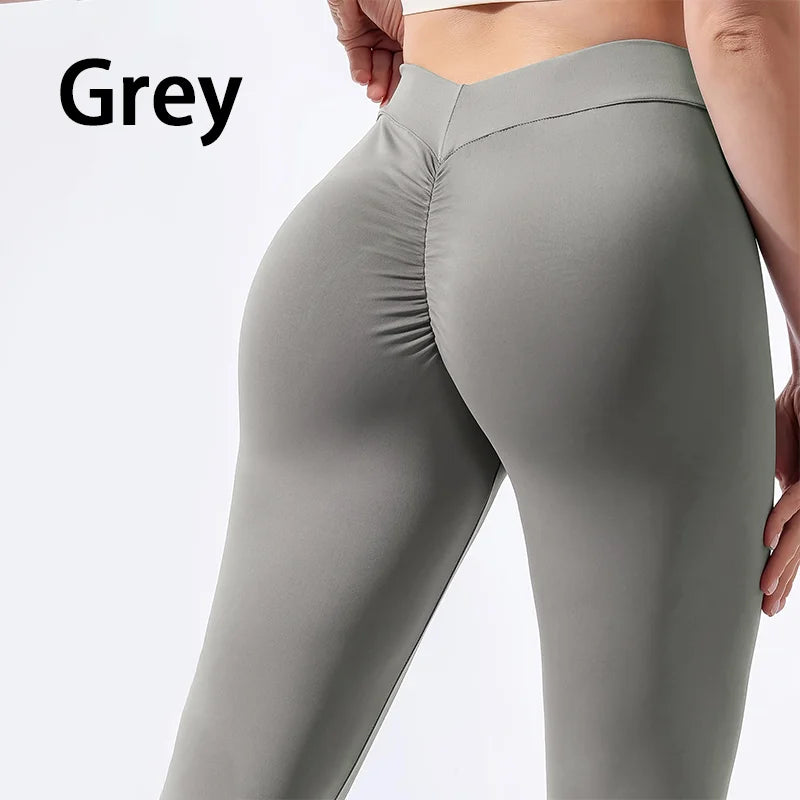 High waist yoga pants with v-fold waist and butt lifting design - product image