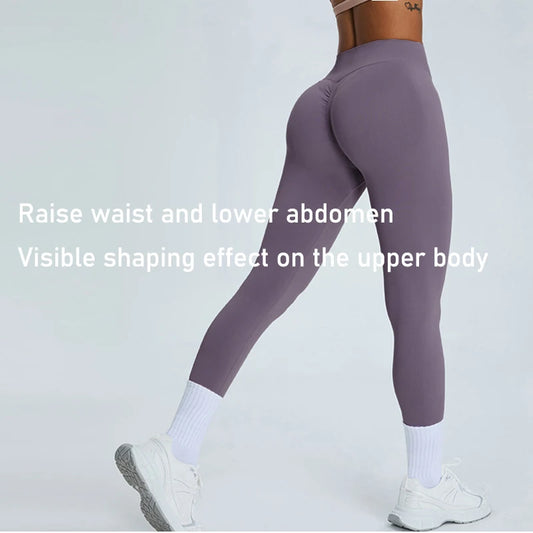 High waist yoga pants with v-fold waist and butt lifting design - product image