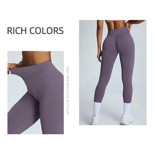 High waist yoga pants with v-fold waist and butt lifting design - product image