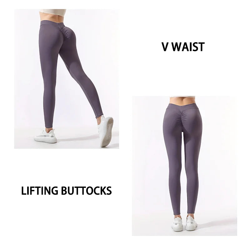 High waist yoga pants with v-fold waist and butt lifting design - product image
