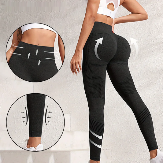 High waisted seamless sports pants with butt lifting and four-way stretch fabric - product image