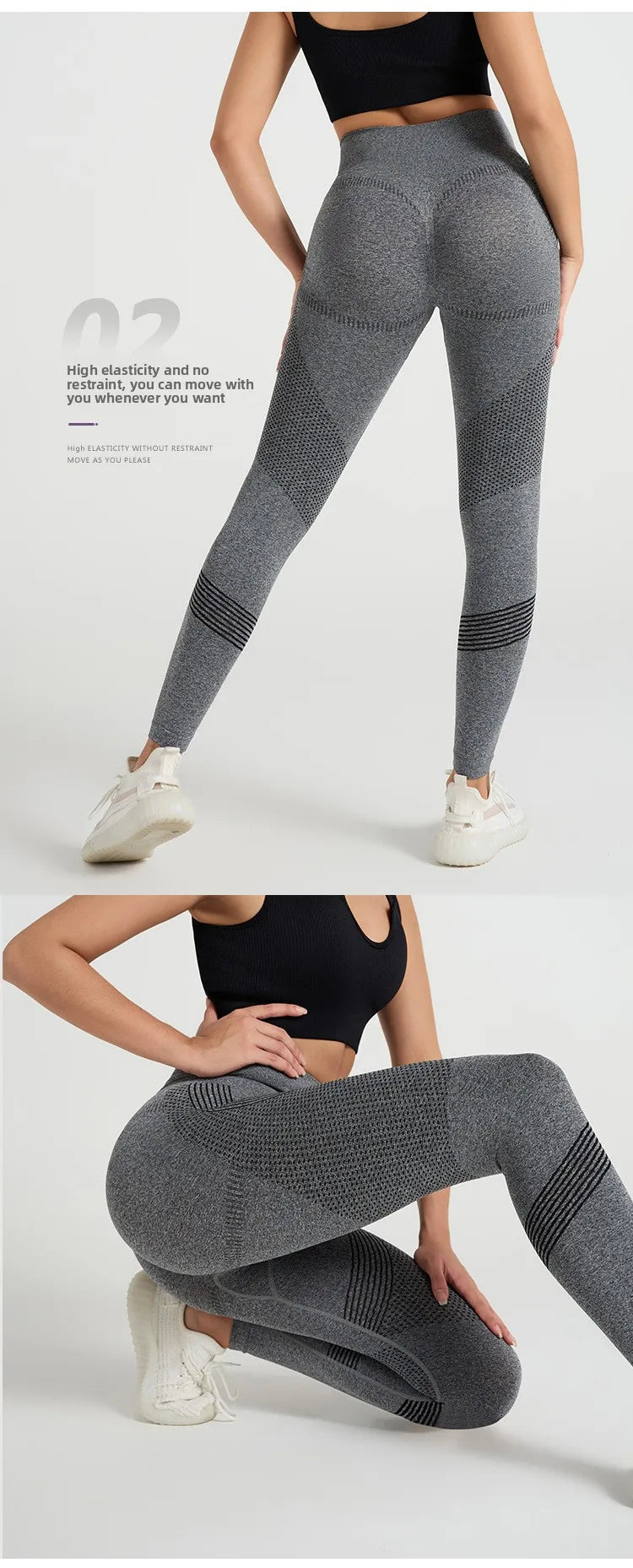High waisted seamless sports pants with butt lifting and four-way stretch fabric - product image
