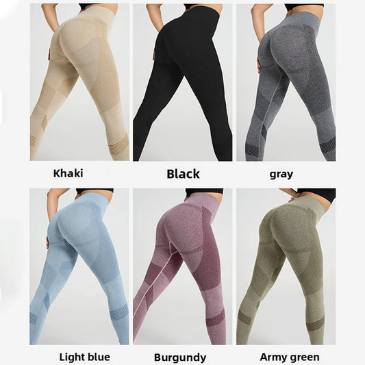 High waisted seamless sports pants with butt lifting and four-way stretch fabric - product image