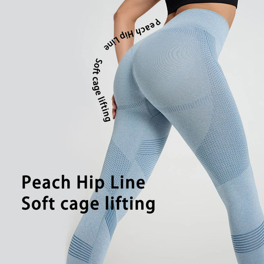 High waisted seamless sports pants with butt lifting and four-way stretch fabric - product image