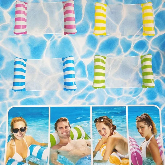 Inflatable water floating hammock with air pump for pools and beaches - product image