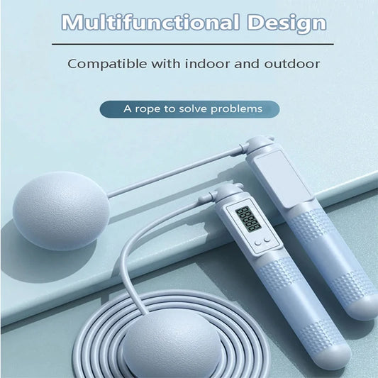 Intelligent cordless skipping rope with adjustable length and lcd counter - product image