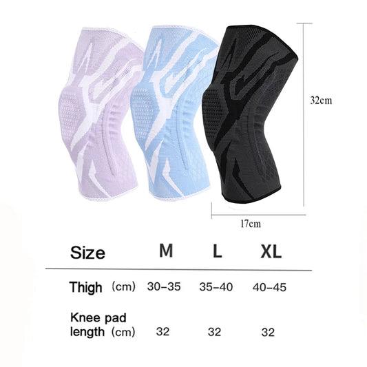 Knee brace with silicone pads and spring support for breathable joint protection - product image