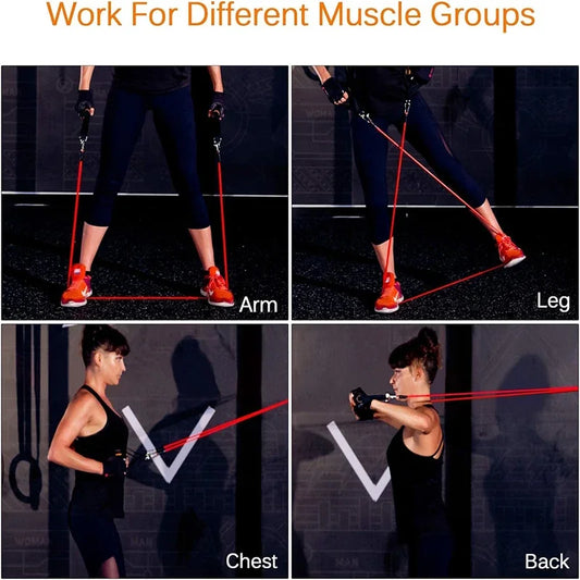 Lightweight resistance bands set with handles and accessories for full body training - product image