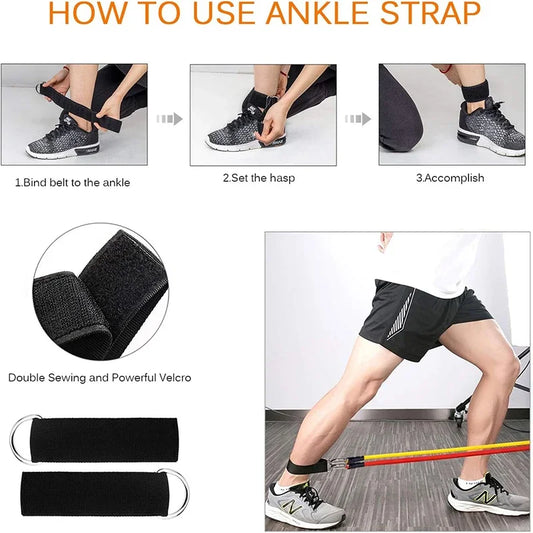 Lightweight resistance bands set with handles and accessories for full body training - product image