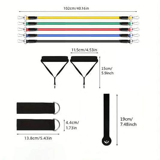 Lightweight resistance bands set with handles and accessories for full body training - product image