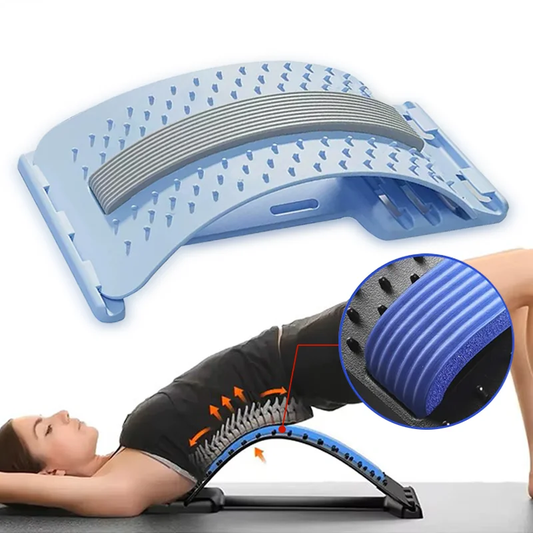 Magnetic adjustable back massage stretcher with lumbar support and acupressure points - product image