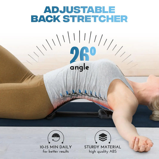 Magnetic adjustable back massage stretcher with lumbar support and acupressure points - product image