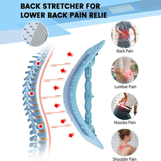 Magnetic adjustable back massage stretcher with lumbar support and acupressure points - product image