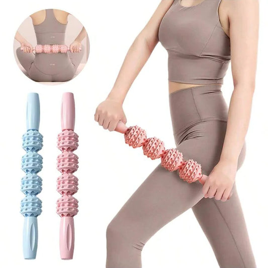Massage stick roller with four wheels for deep muscle relaxation - product image