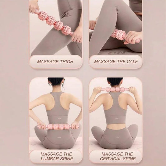Massage stick roller with four wheels for deep muscle relaxation - product image