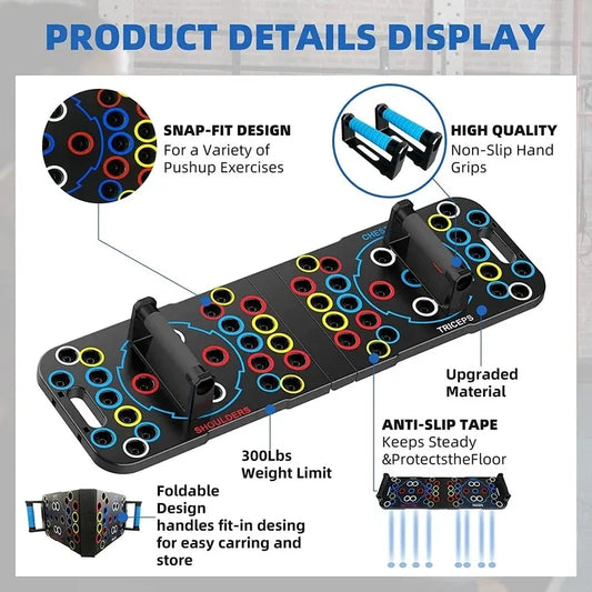 Multi-position push up board with non-slip handles for strength training - product image