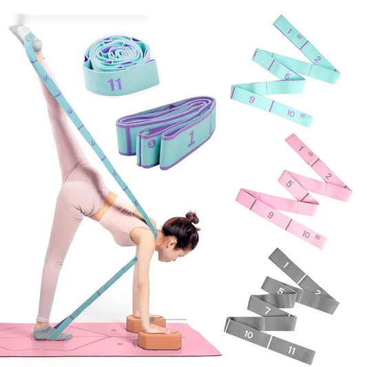 Multi-stage elastic yoga stretch band with grid design for posture correction and pilates - product image