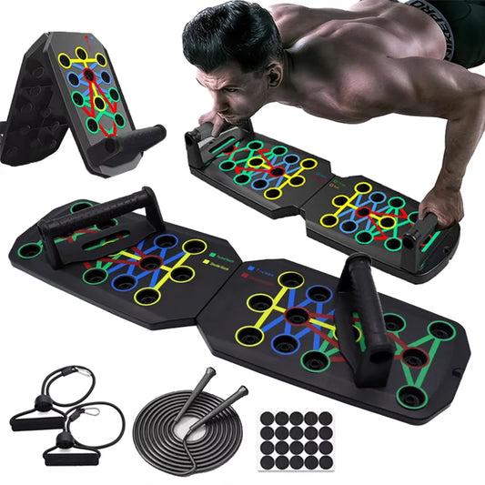 Multifunctional foldable push up board with non-slip handles and multiple angles - product image