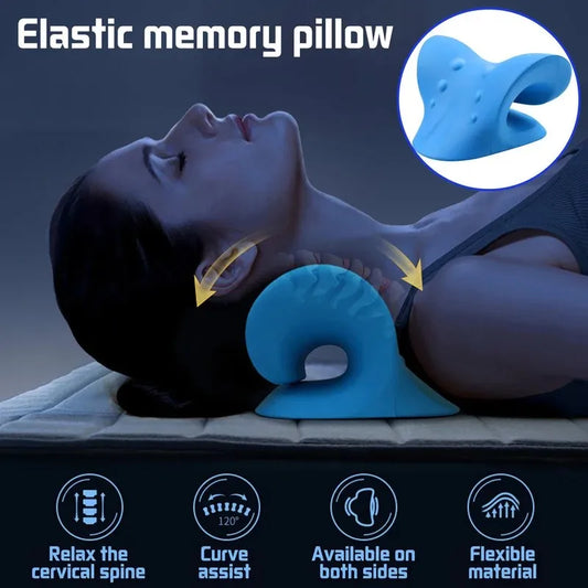 Neck massage pillow with cervical traction and spine correction foam design - product image