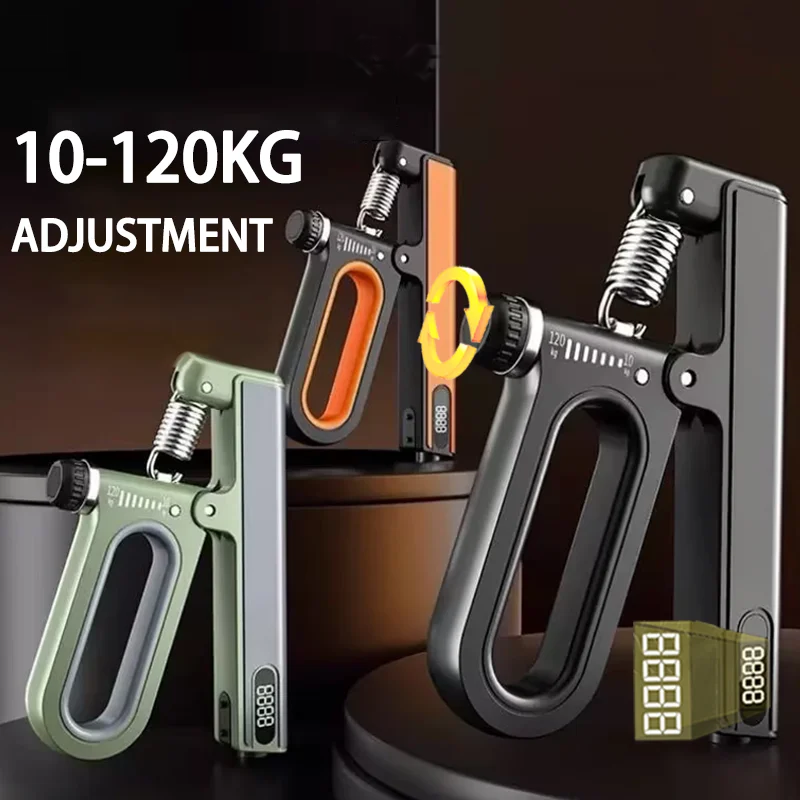 Portable electronic hand grip strengthener with adjustable resistance and timer - product image