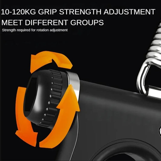 Portable electronic hand grip strengthener with adjustable resistance and timer - product image