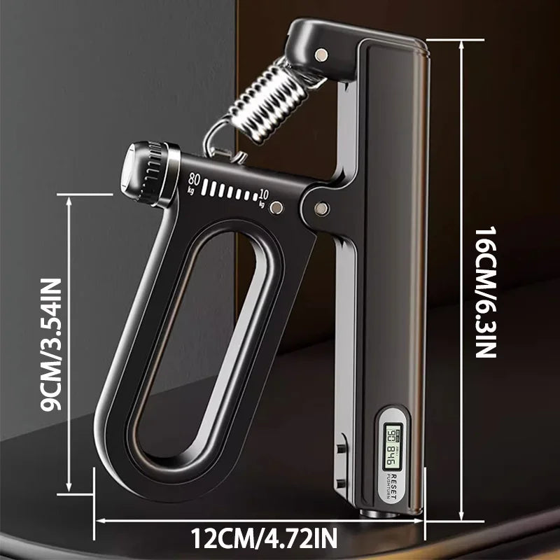 Portable electronic hand grip strengthener with adjustable resistance and timer - product image