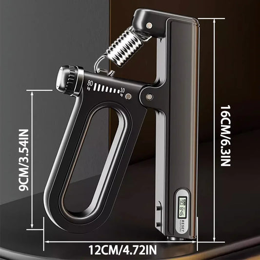 Portable electronic hand grip strengthener with adjustable resistance and timer - product image
