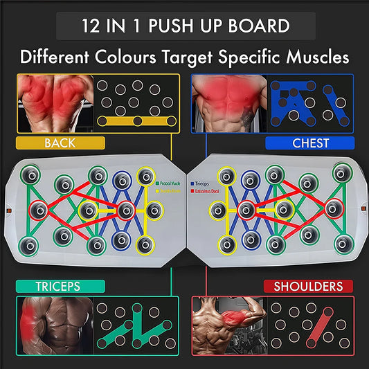 Portable folding multi-functional push-up board with anti-slip pads and handle - product image
