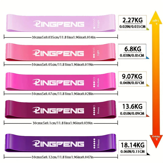 Portable natural latex resistance bands set with multiple strength levels - product image