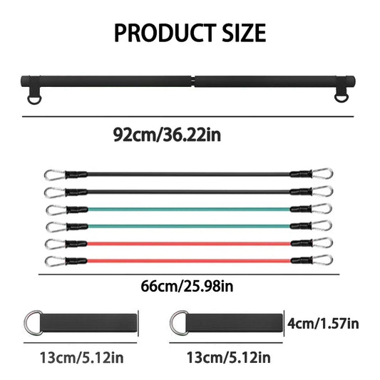 Portable pilates resistance bar kit with adjustable bands for full body workouts - product image