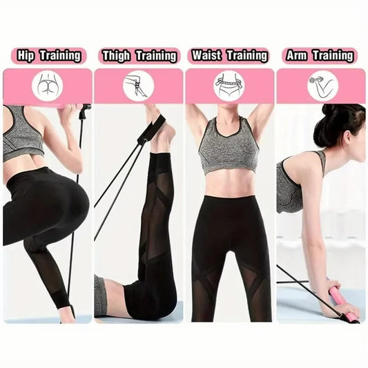 Portable pilates resistance bar kit with adjustable bands for full body workouts - product image