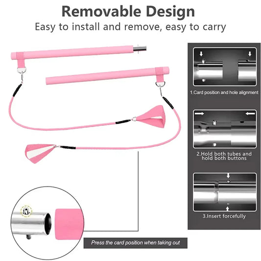 Portable pilates resistance bar kit with adjustable bands for full body workouts - product image
