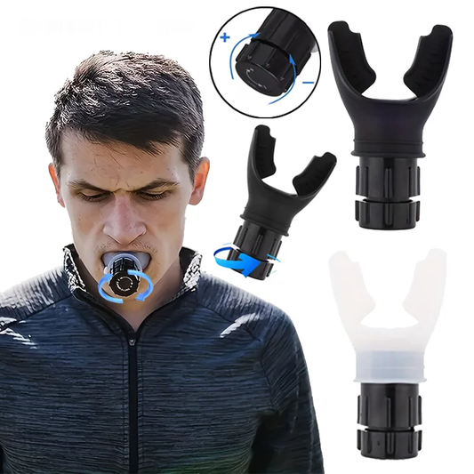 Portable silicone lung capacity trainer with adjustable resistance dial - product image