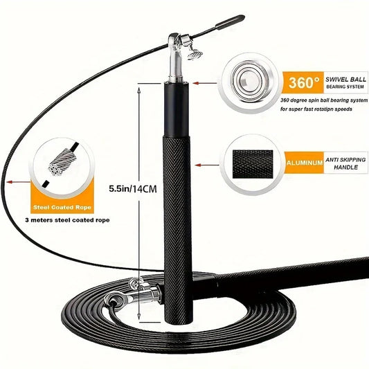 Professional adjustable jump rope with aluminum handles and steel wire cable - product image