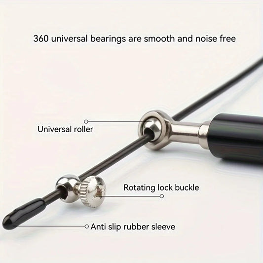 Professional adjustable jump rope with aluminum handles and steel wire cable - product image