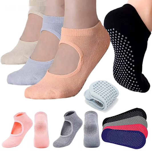 Professional women's yoga socks with silicone anti-slip grip and breathable fabric - product image