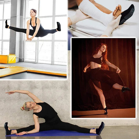 Professional women's yoga socks with silicone anti-slip grip and breathable fabric - product image