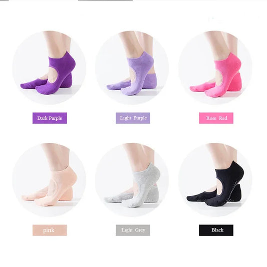 Professional women's yoga socks with silicone anti-slip grip and breathable fabric - product image