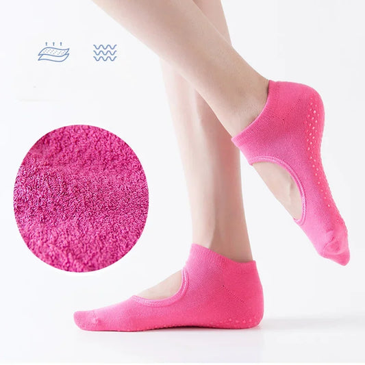 Professional women's yoga socks with silicone anti-slip grip and breathable fabric - product image